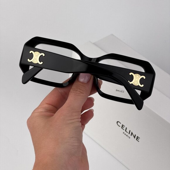 Celine CL50155F Eyeglasses – Shiny Black Rectangle Frame | Model 001 - Picture 3 of 9